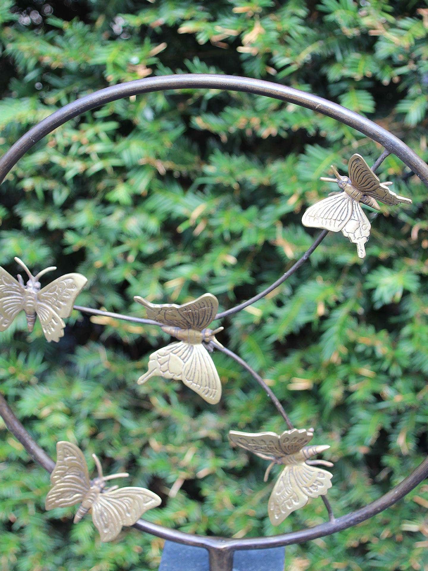 Beeld voor binnen of buiten - Brons - 5 Messing Vlinders - Afbeelding 2