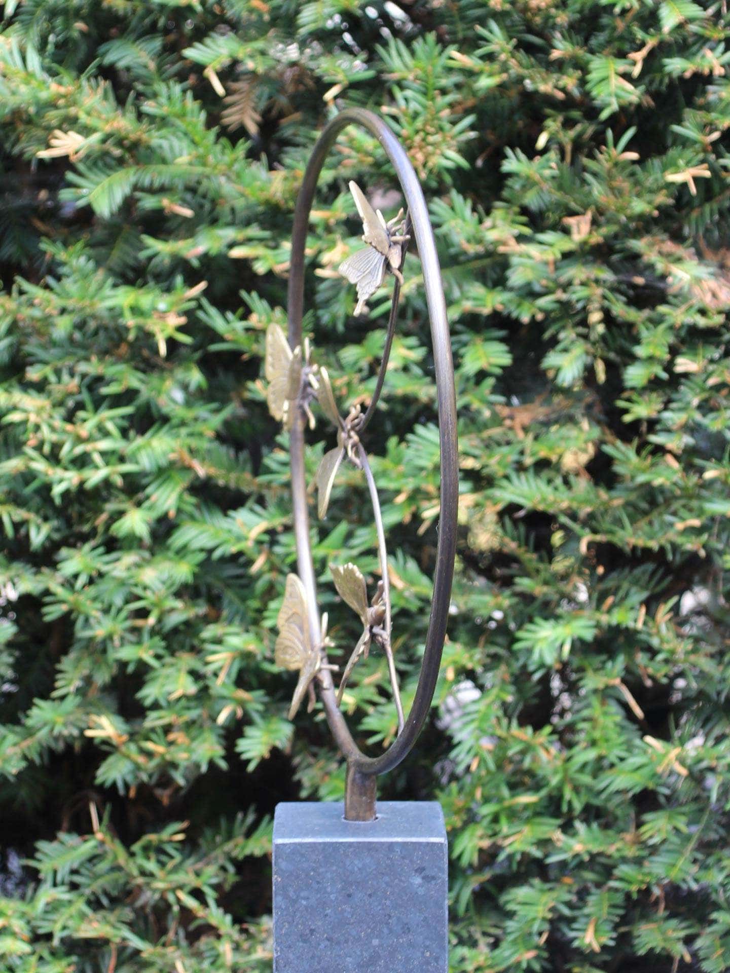 Beeld voor binnen of buiten - Brons - 5 Messing Vlinders - Afbeelding 3