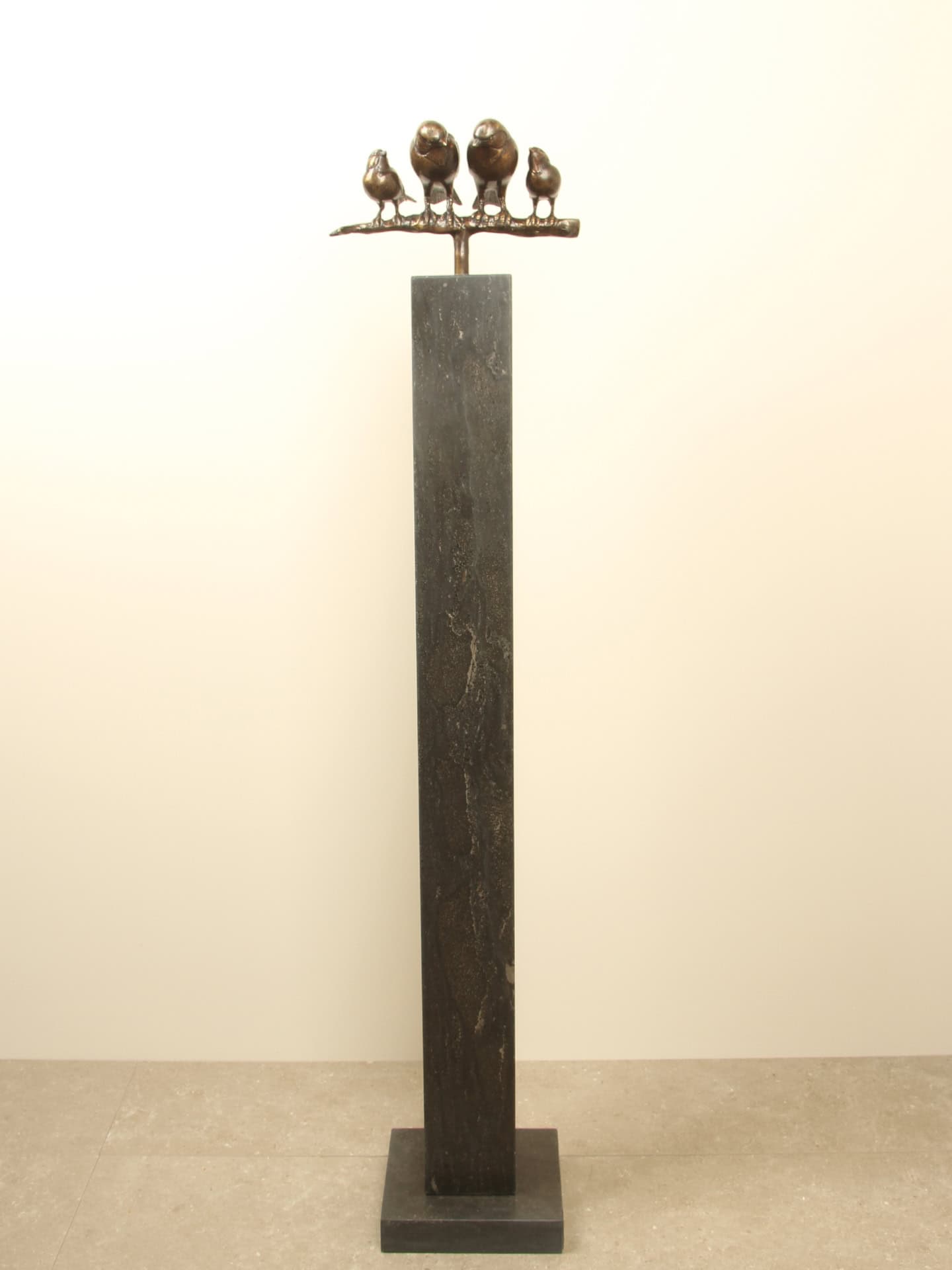 Beeld voor binnen of buiten - Brons - Gezin Mussen op Tak - 17x26x12 cm - Afbeelding 10