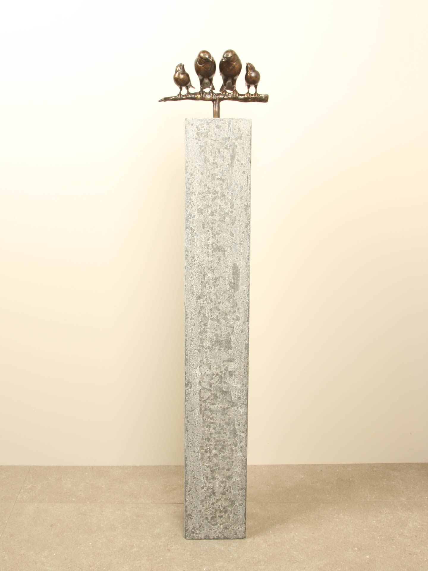 Beeld voor binnen of buiten - Brons - Gezin Mussen op Tak - 17x26x12 cm - Afbeelding 11