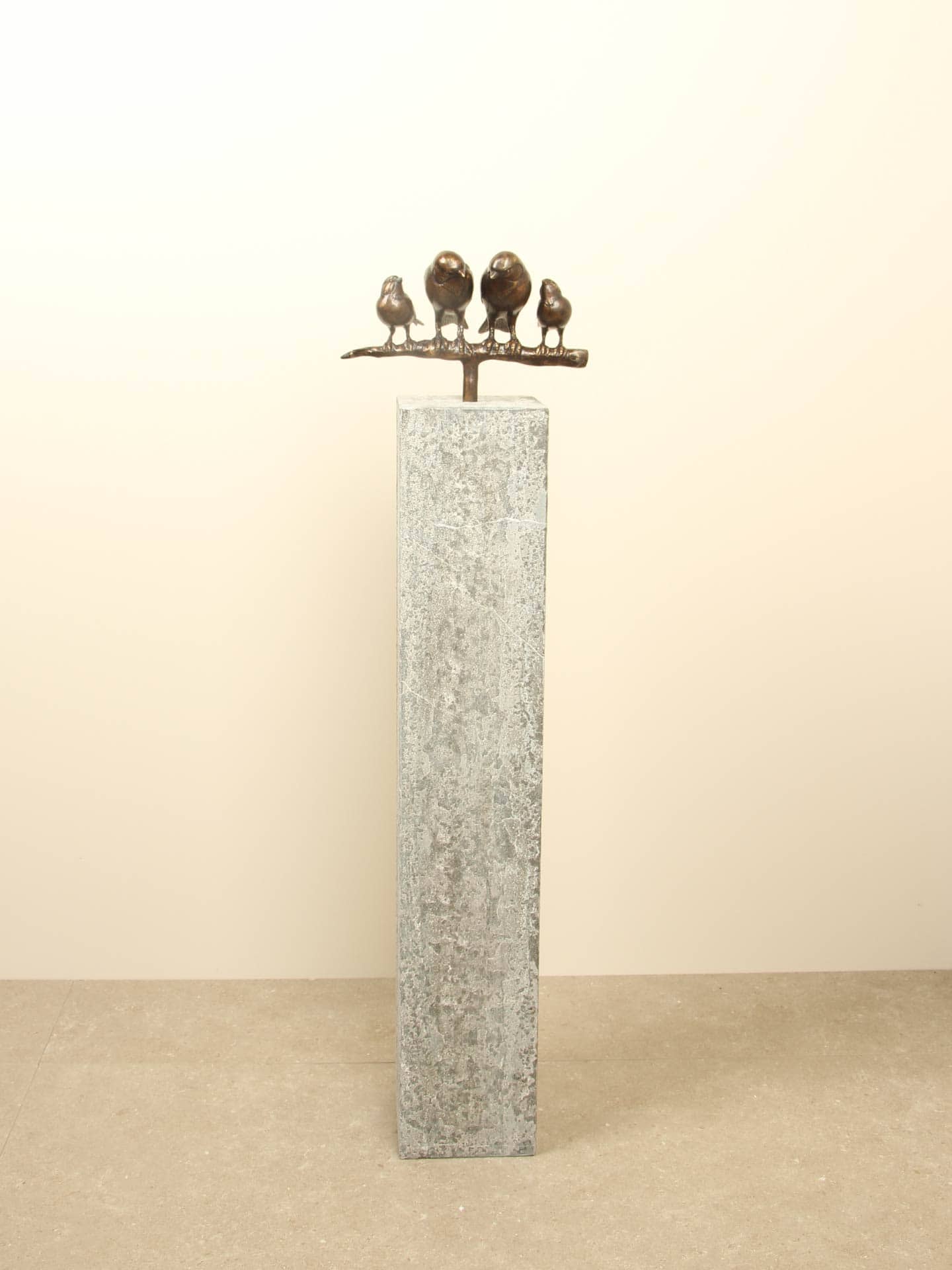 Beeld voor binnen of buiten - Brons - Gezin Mussen op Tak - 17x26x12 cm - Afbeelding 12