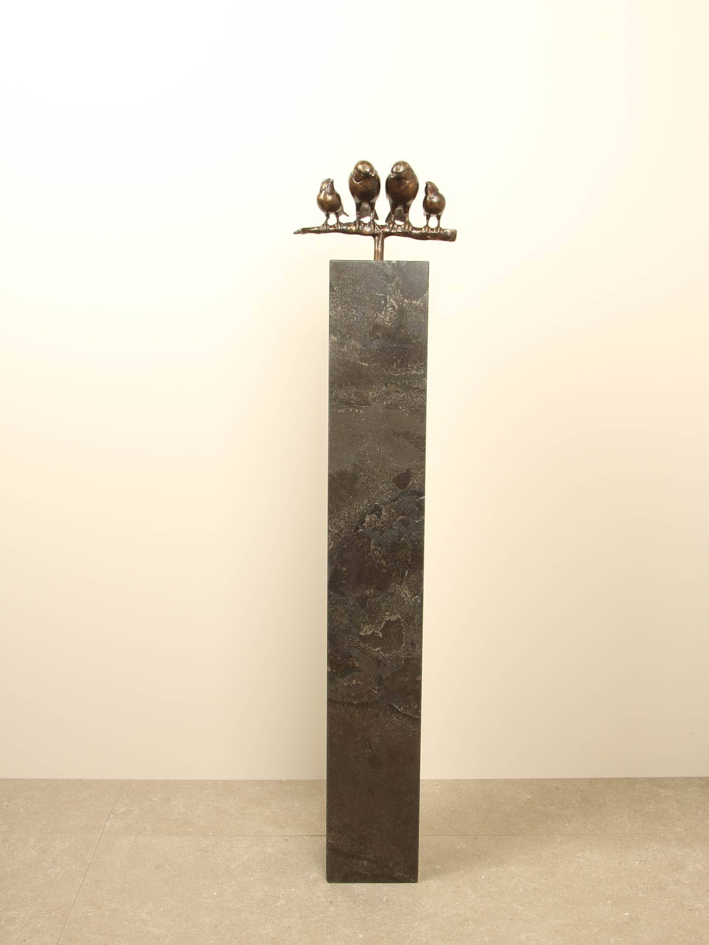 Beeld voor binnen of buiten - Brons - Gezin Mussen op Tak - 17x26x12 cm - Afbeelding 15