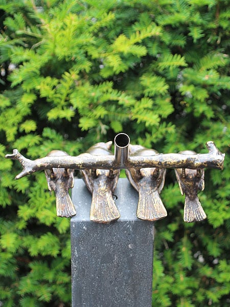 Beeld voor binnen of buiten - Brons - Gezin Mussen op Tak - 17x26x12 cm - Afbeelding 4