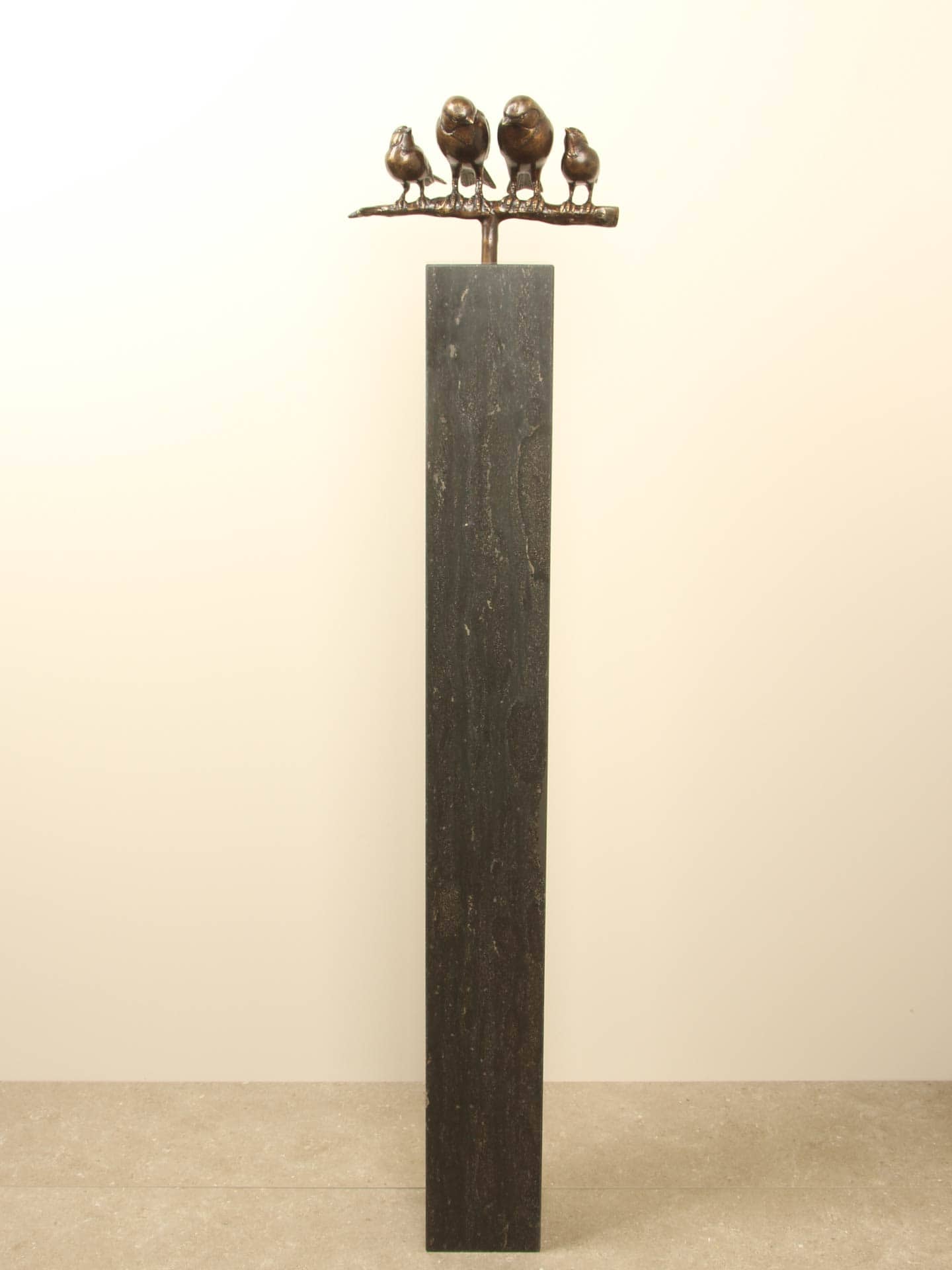 Beeld voor binnen of buiten - Brons - Gezin Mussen op Tak - 17x26x12 cm - Afbeelding 5