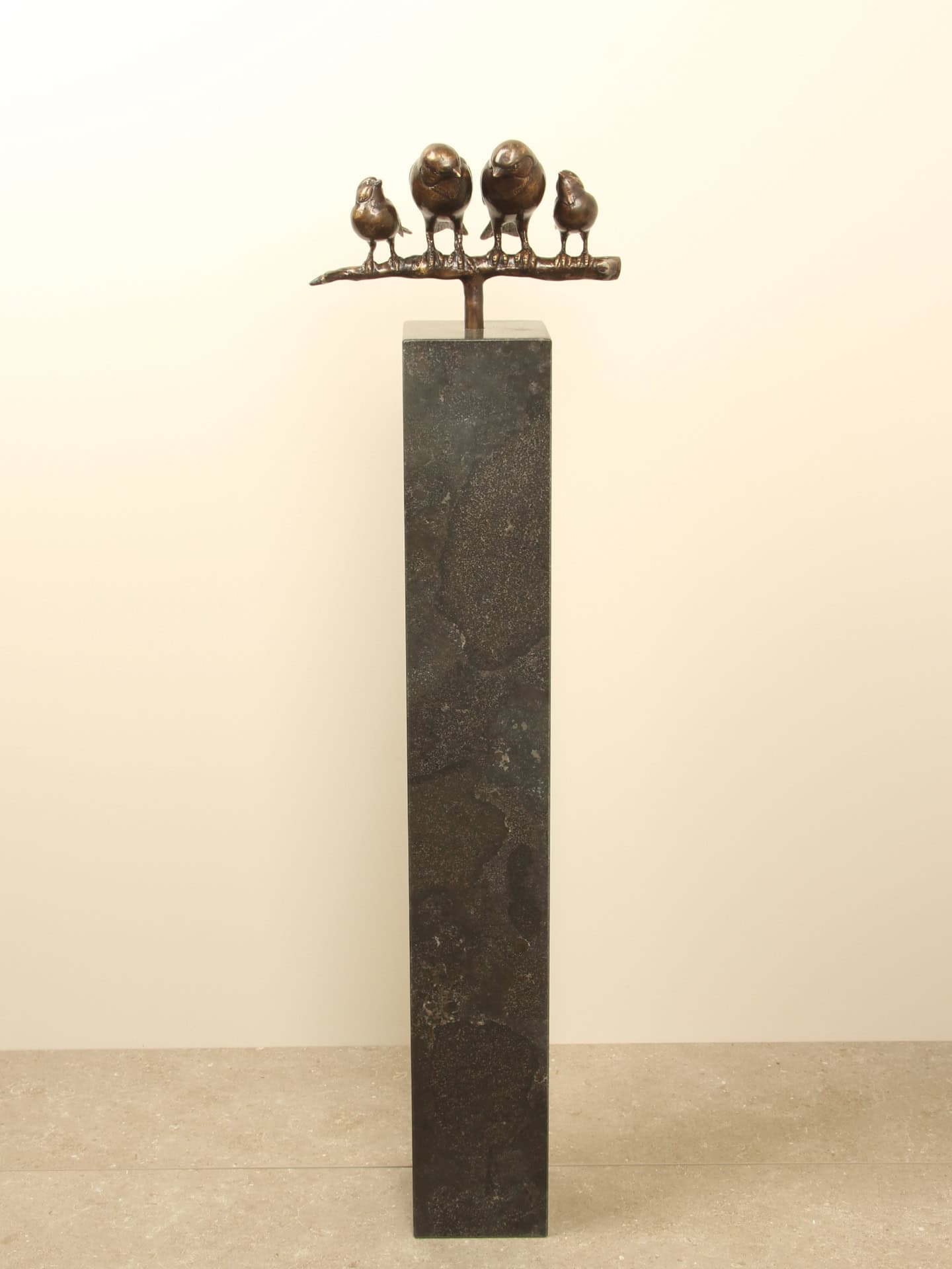 Beeld voor binnen of buiten - Brons - Gezin Mussen op Tak - 17x26x12 cm - Afbeelding 6