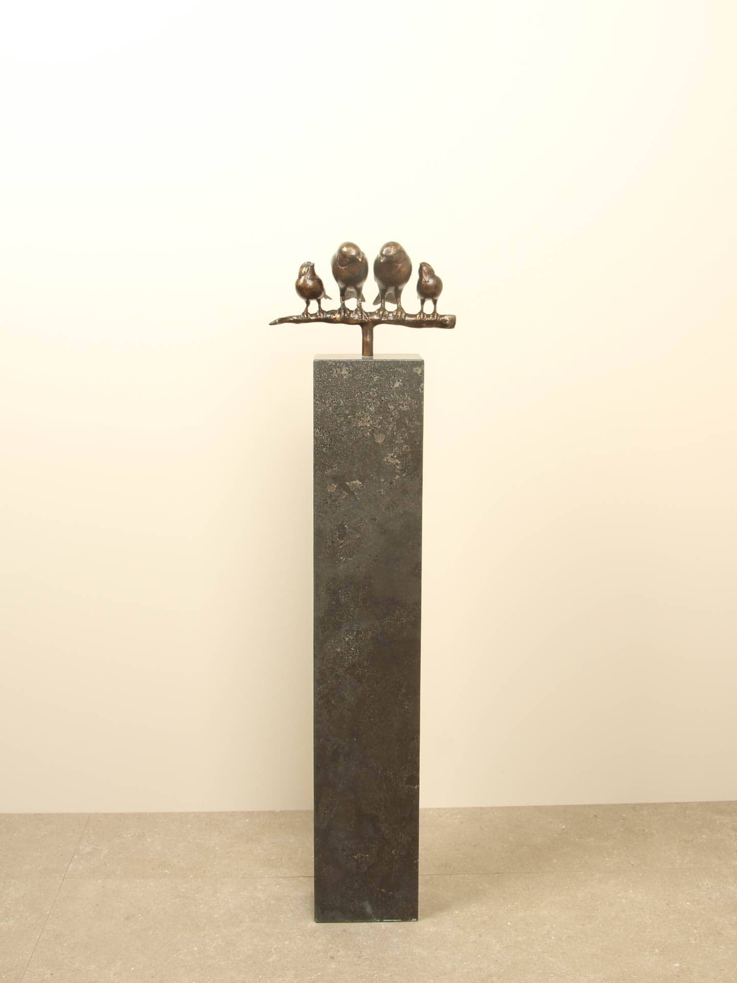 Beeld voor binnen of buiten - Brons - Gezin Mussen op Tak - 17x26x12 cm - Afbeelding 7