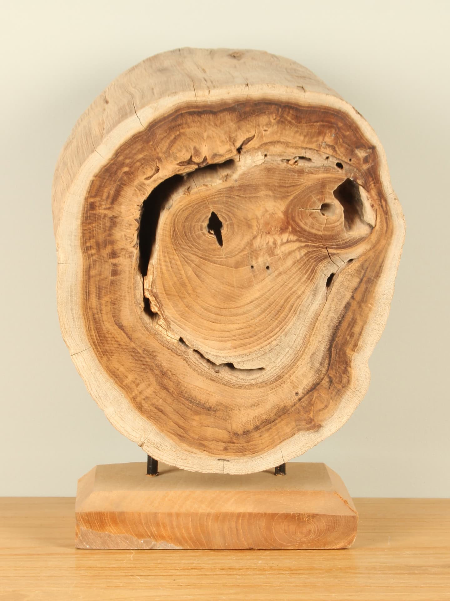 Houtdecoratie op standaard - Lichtbruin - Teakhout - decoratie op standaard JT/HP-102 - 43x28x15 cm