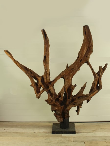 Houtsculptuur - Bruin - Teakhout - Wortelhout Teak 7 GJ - 180x180 cm