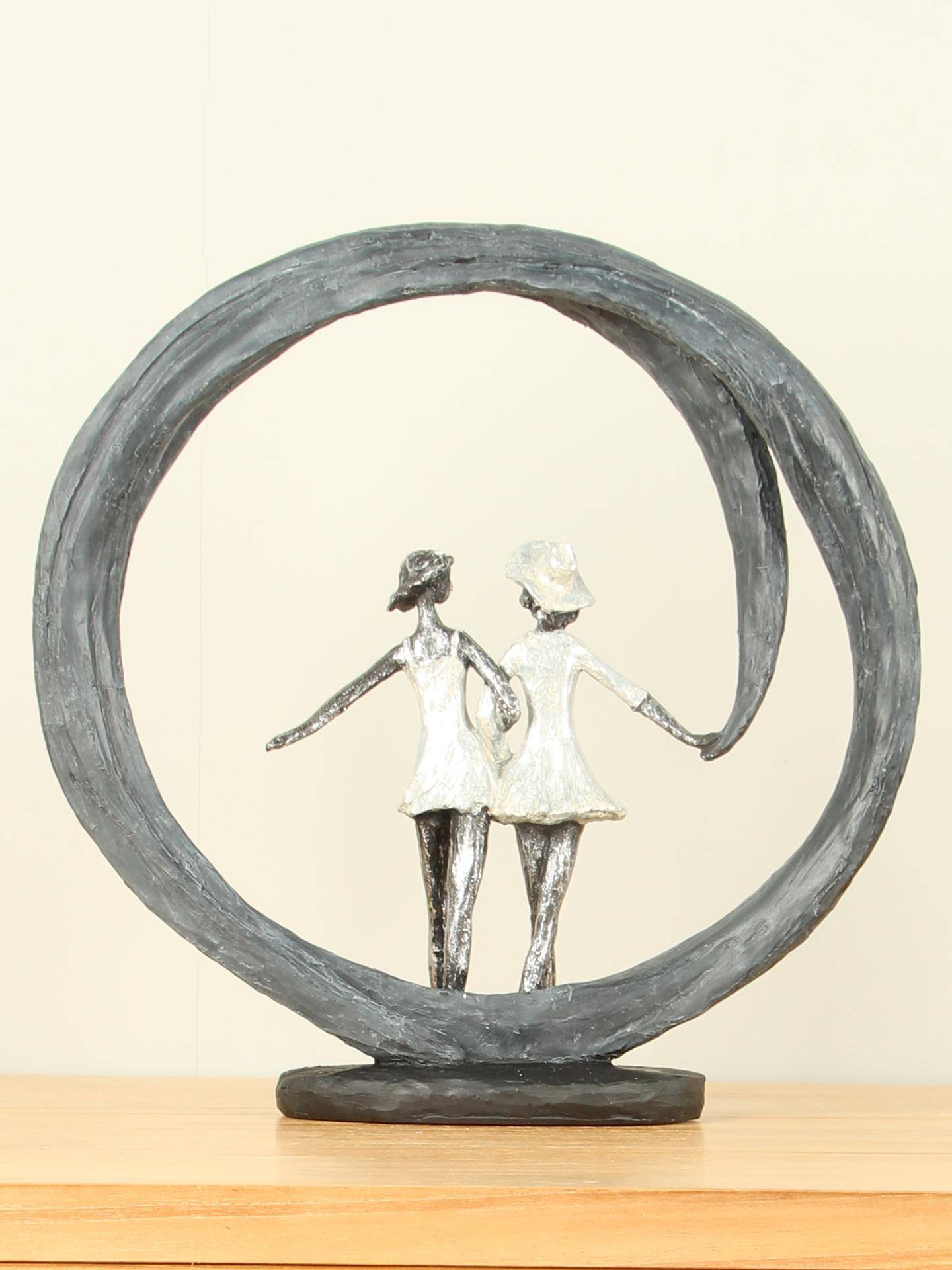 Beeld voor binnen - Glans grijs - Polystone - Beste vriendinnen - 33x32x10 cm - Afbeelding 2