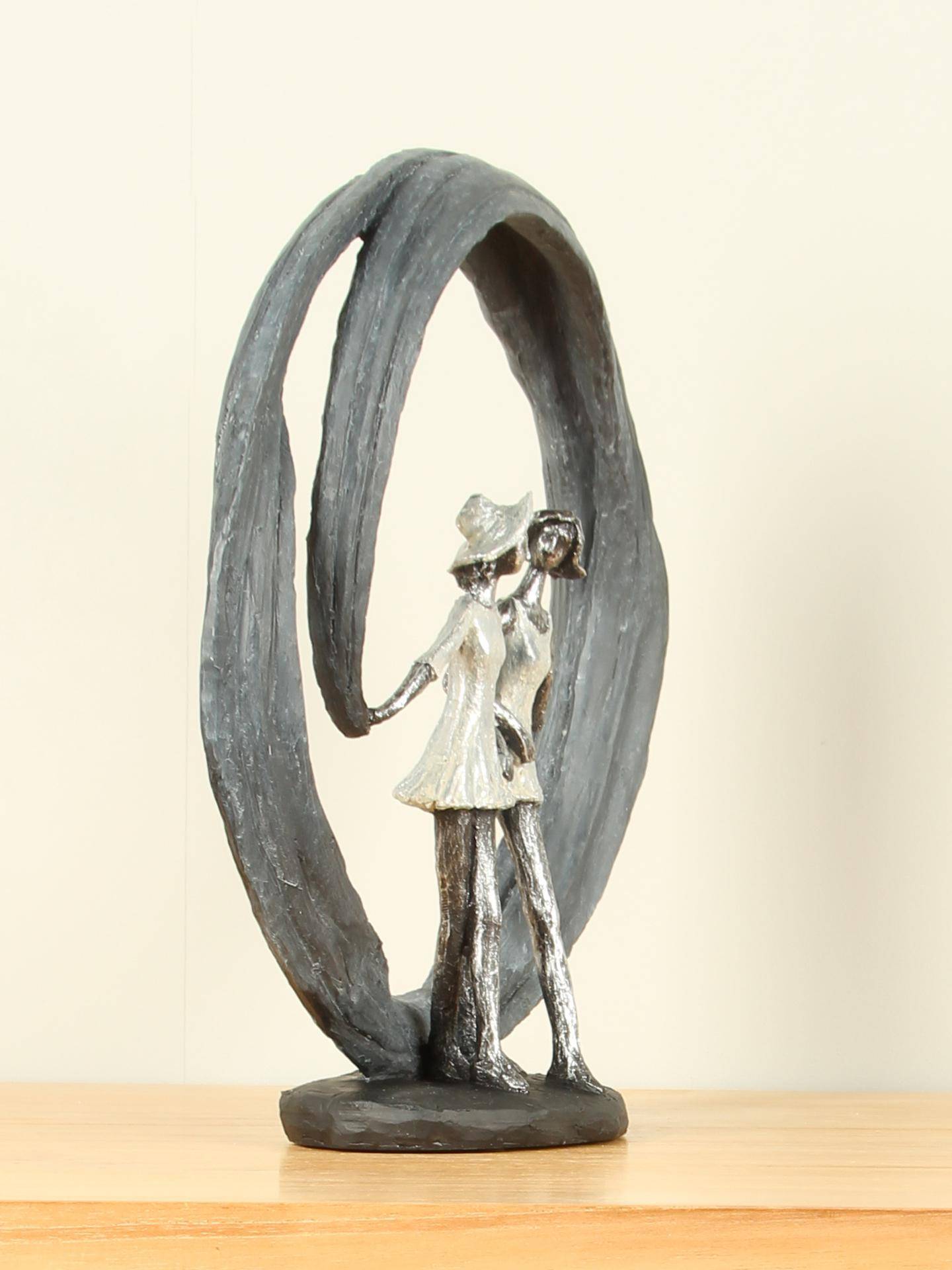 Beeld voor binnen - Glans grijs - Polystone - Beste vriendinnen - 33x32x10 cm - Afbeelding 3