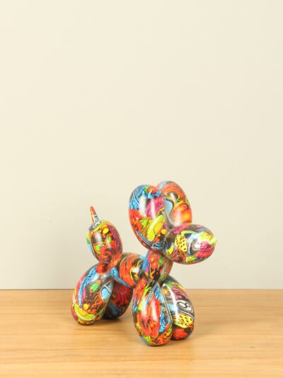 Beeld voor binnen – Multicolor – Kunsthars – Street Art ballonhondje – 18x20x8 cm