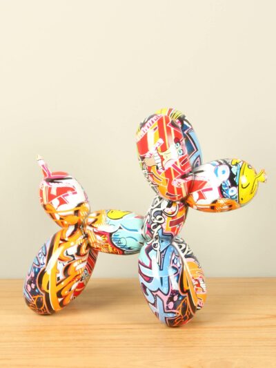 Beeld voor binnen – Multicolor – Kunsthars – Street Art ballonhondje – 25x29x9 cm