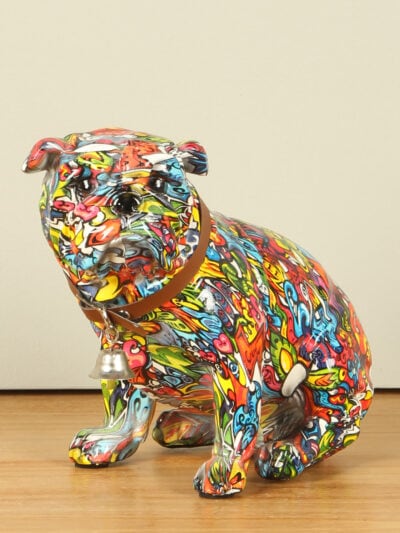 Beeld voor binnen – Multicolor – Kunsthars – Street Art Bulldog – 17x20x12 cm