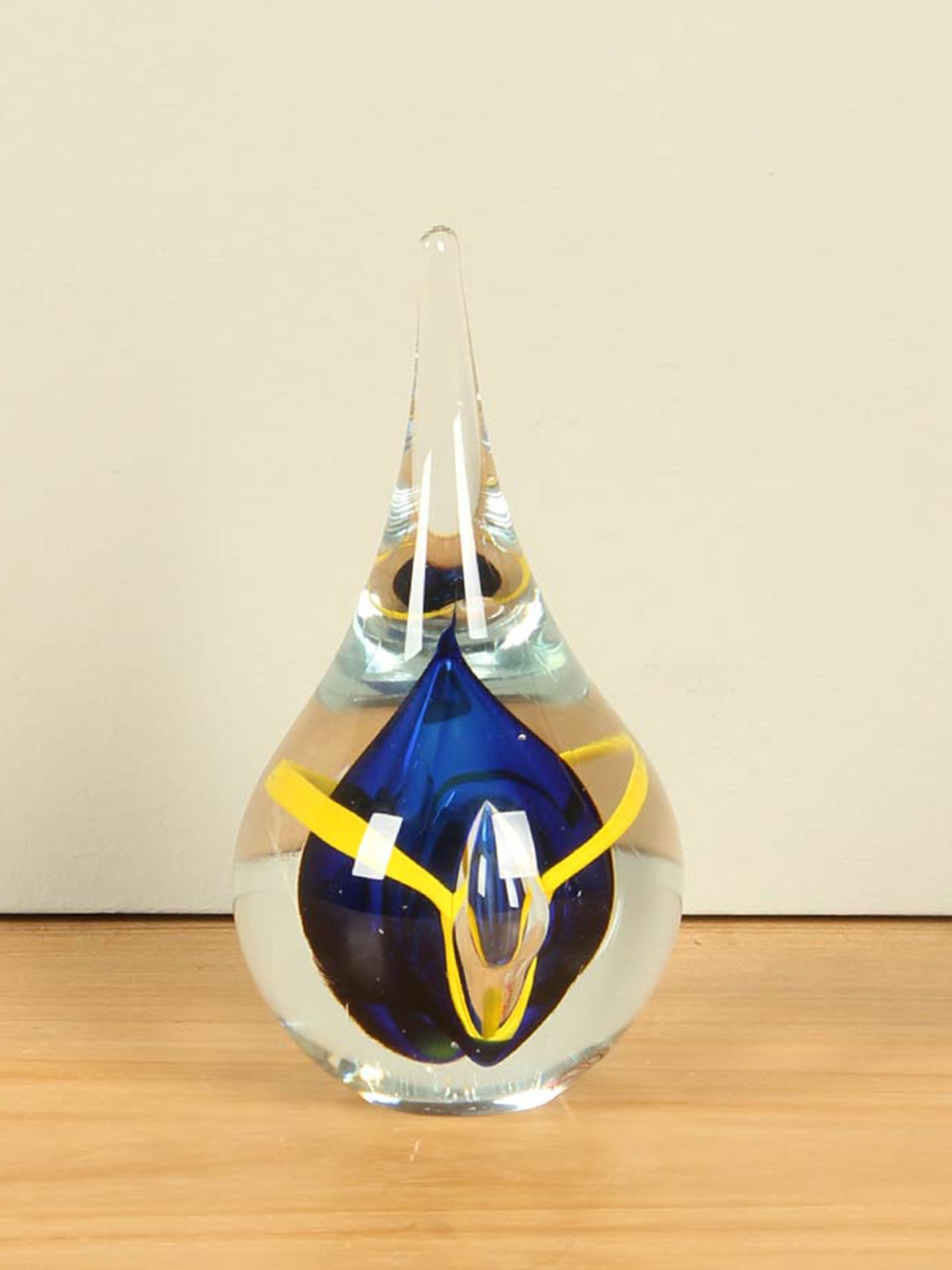 Druppel - Blauw - Glas - Druppel blauw/geel, 12 cm - Afbeelding 4