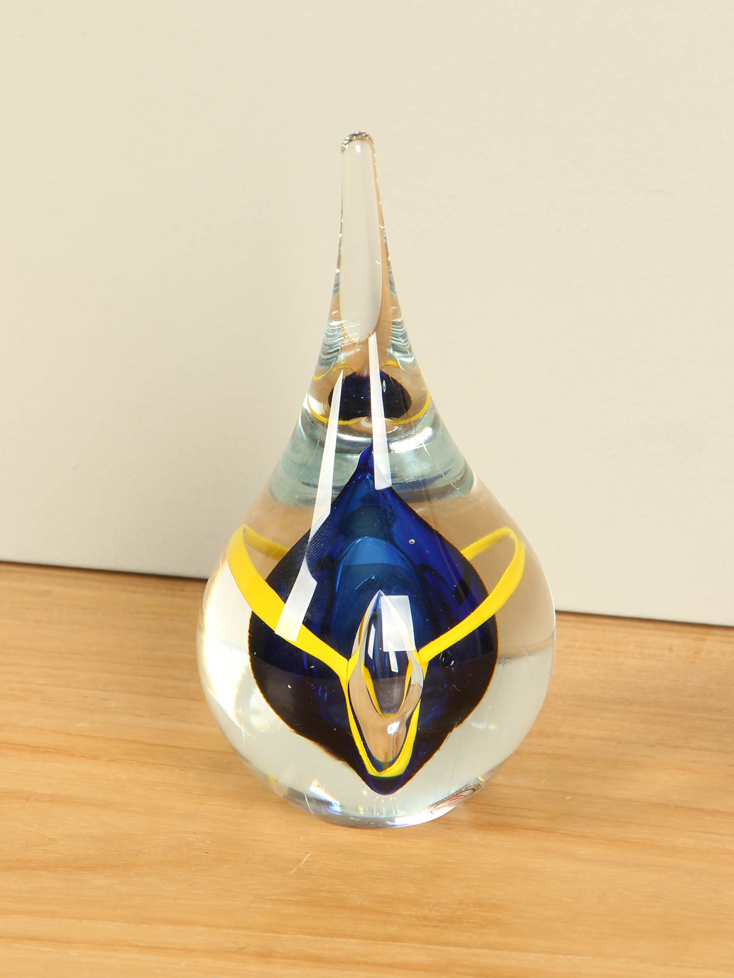 Druppel - Blauw - Glas - Druppel blauw/geel, 12 cm - Afbeelding 2