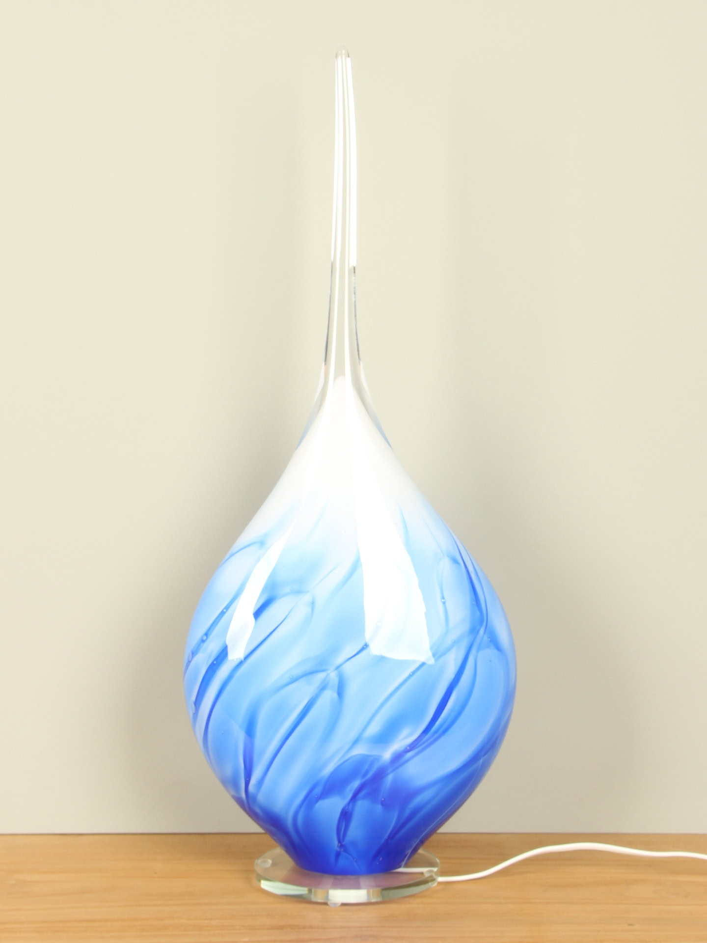Glaslamp - Blauw - Glas - Arno France, rechte punt - 70x30x14 cm