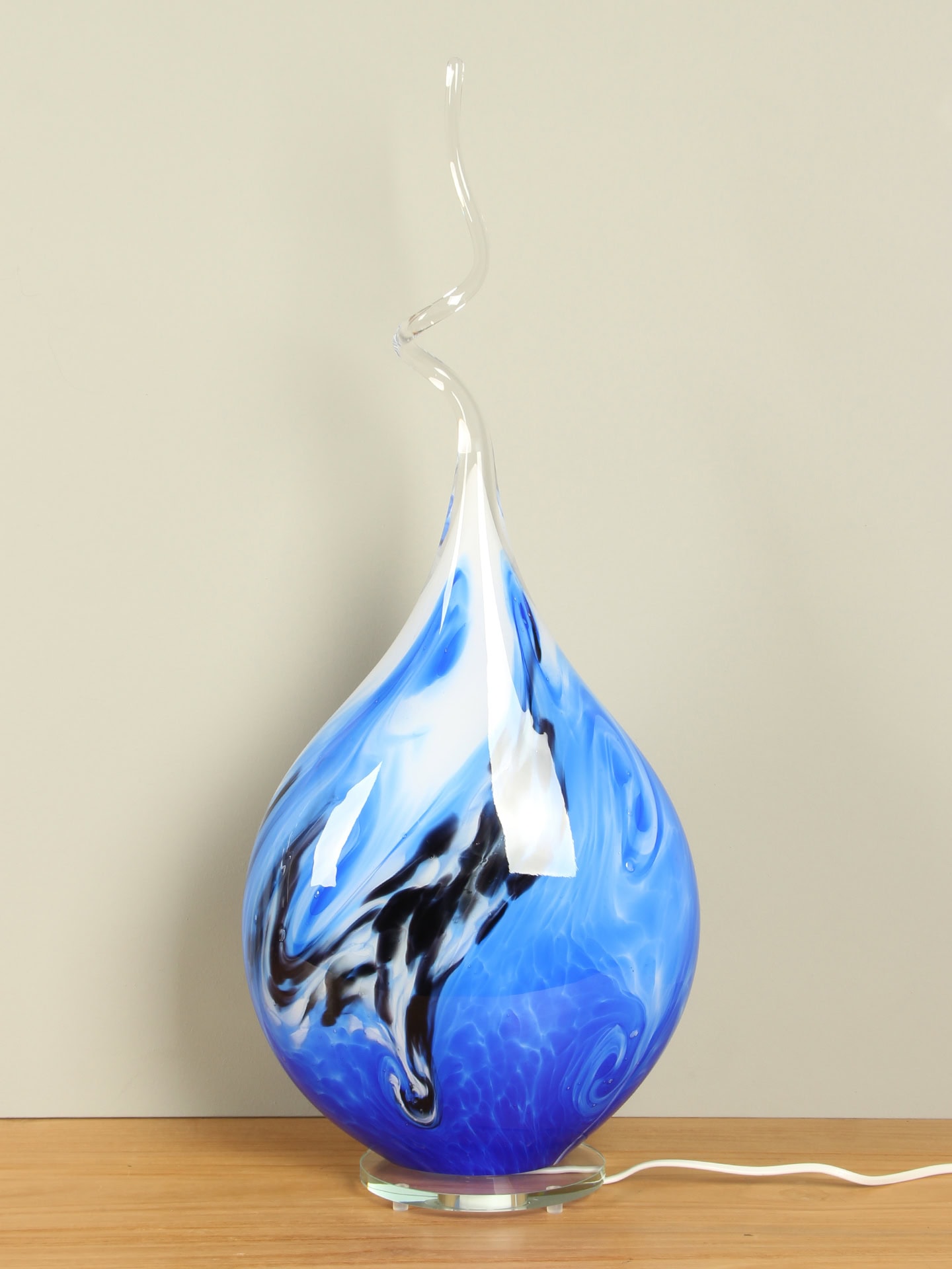 Glaslamp - Blauw - Glas - Arno France, spiraal - 70x30x14 cm