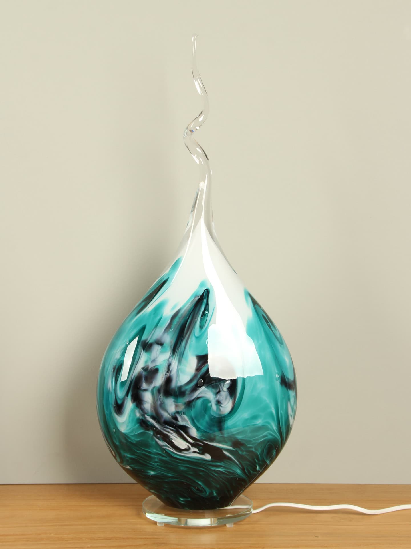 Glaslamp - Groen - Glas - Arno France, spiraal - 70x30x14 cm