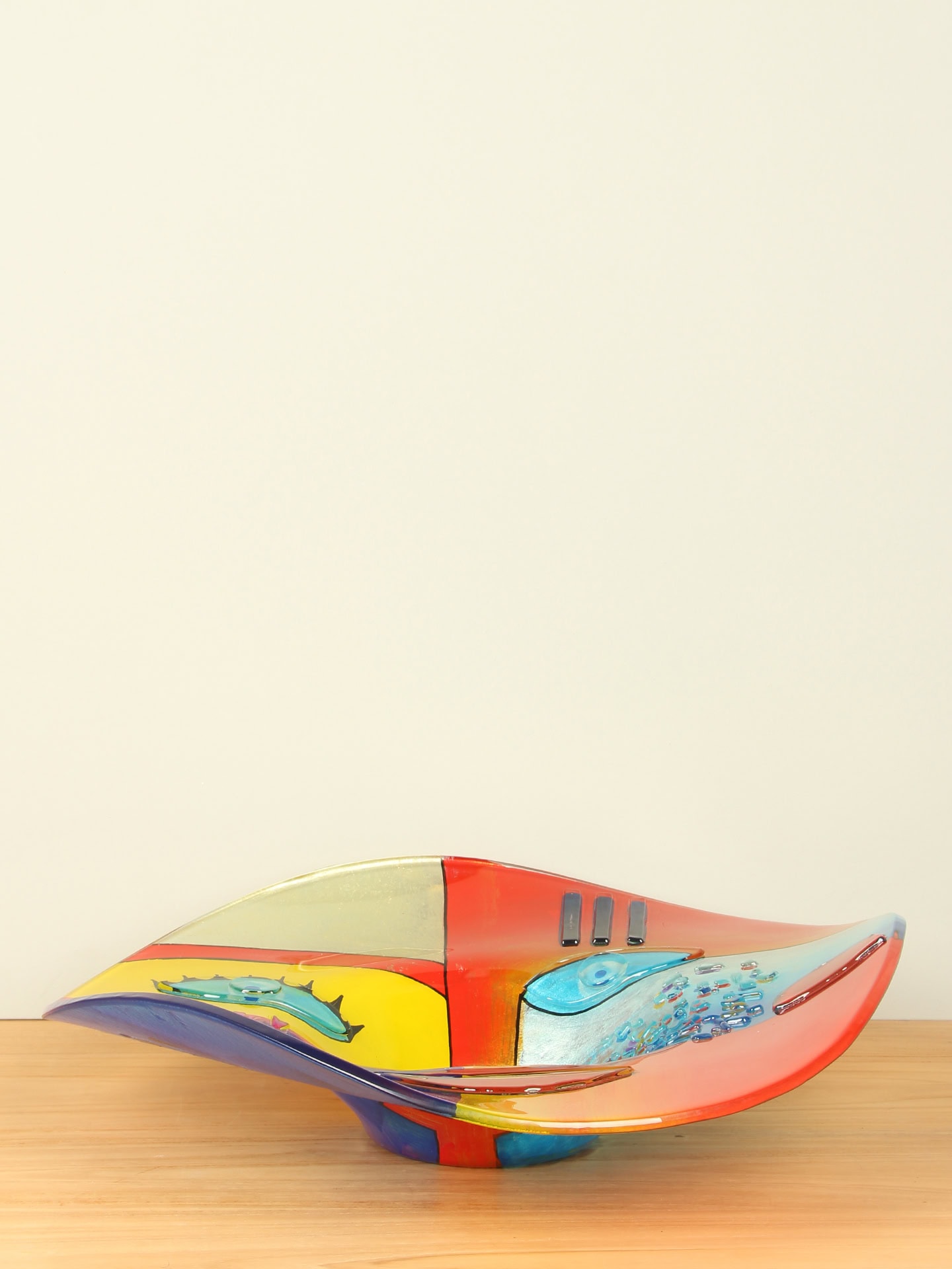 Schaal - Multicolor - Glas - Gezicht - 13x49x49 cm - Afbeelding 4