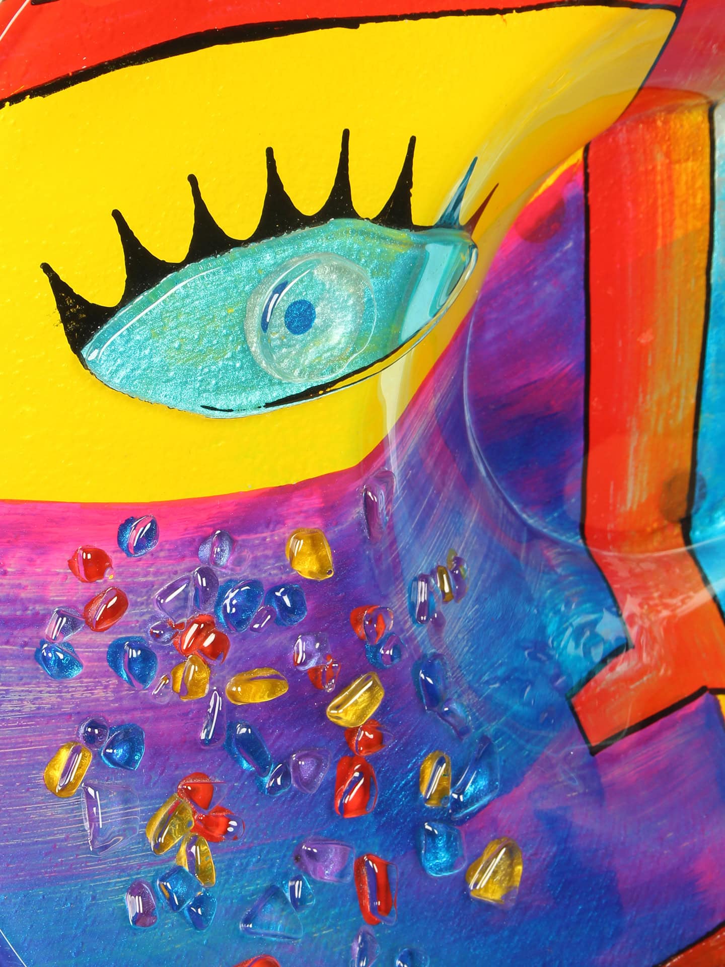 Schaal - Multicolor - Glas - Gezicht - 13x49x49 cm - Afbeelding 5