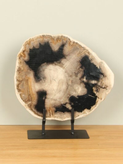 Versteend hout voor binnen – Versteend hout – Schijf op standaard nr. 28 – 34x33x3 cm