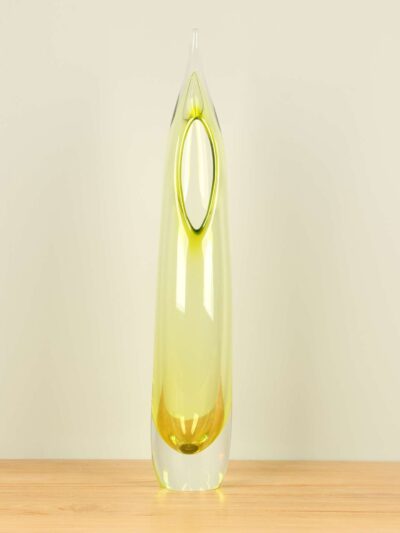 Vaas – Geel – Glas – Feather olijf, 60 cm