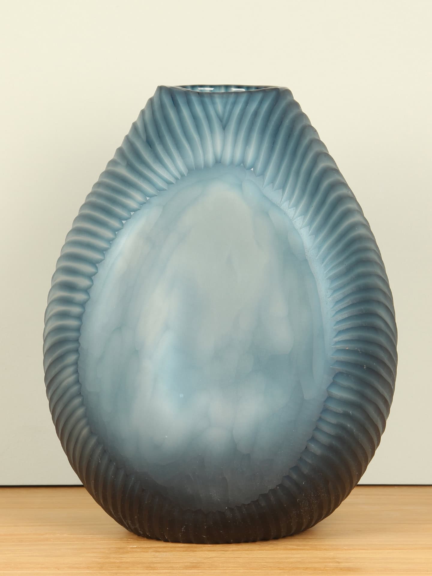 Vaas - Mat blauw - Glas - Glasvaas - 31x25x25 cm