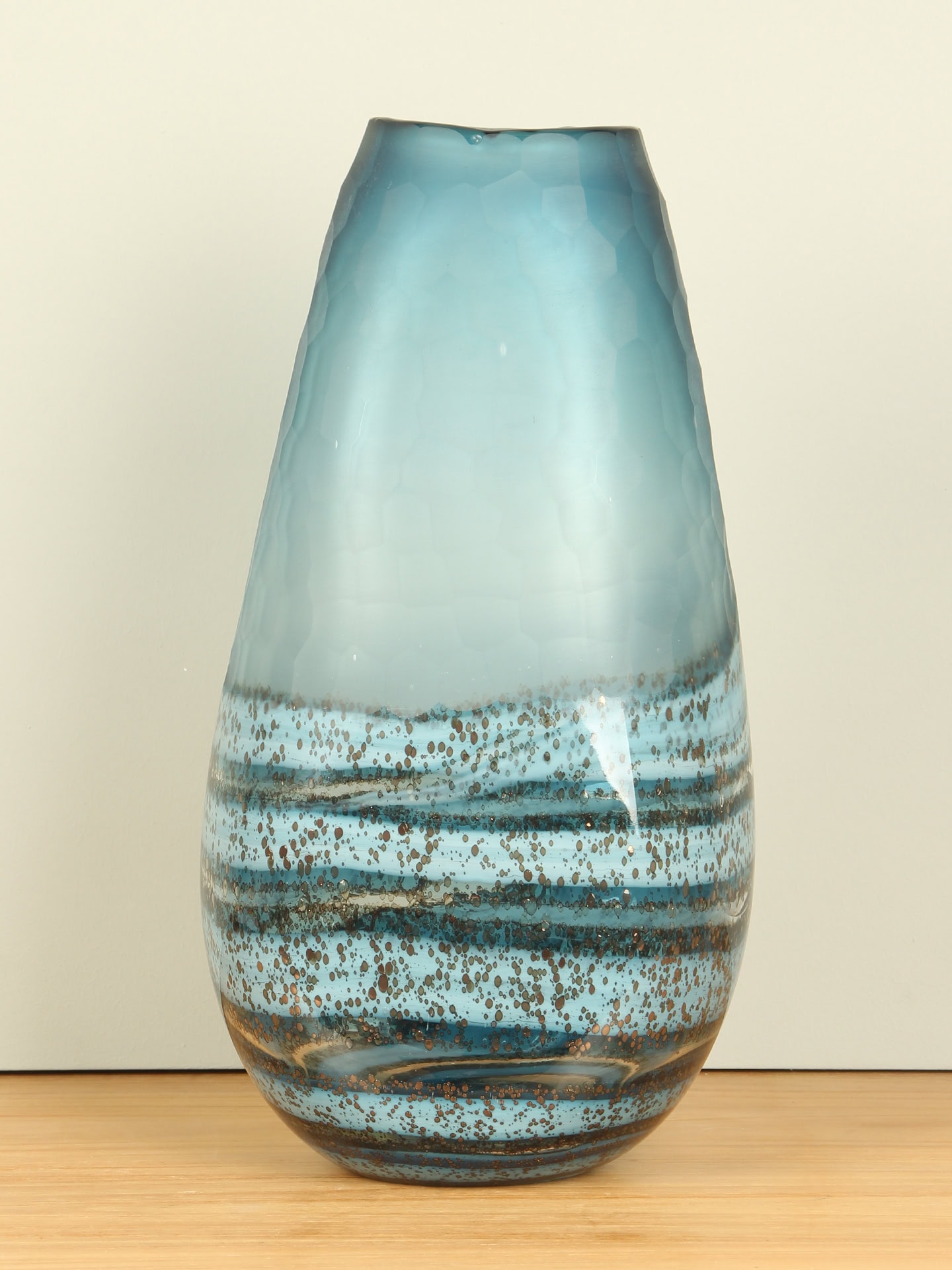 Vaas - Mat blauw - Glas - Glasvaas - 37x20x13 cm