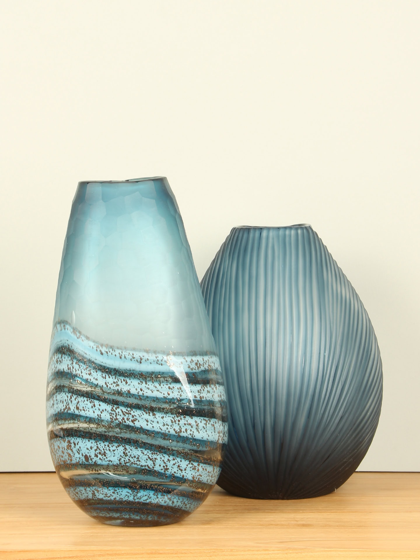 Vaas - Mat blauw - Glas - Glasvaas - 37x20x13 cm - Afbeelding 5