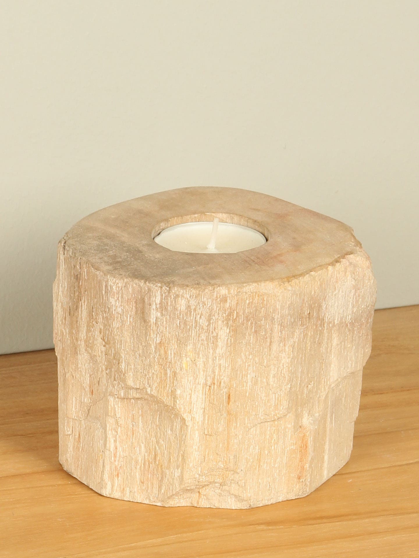 Waxinelichthouder - Lichtbruin - Versteend hout - nr. 12