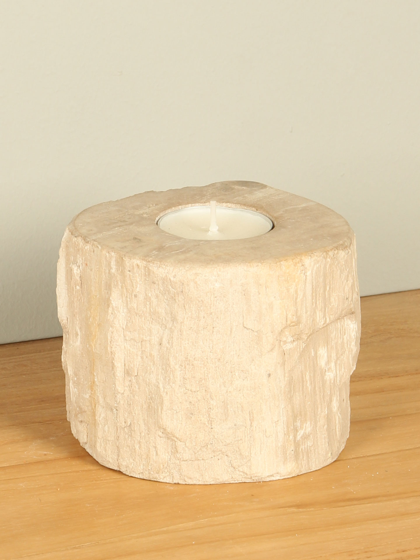 Waxinelichthouder - Lichtbruin - Versteend hout - nr. 5