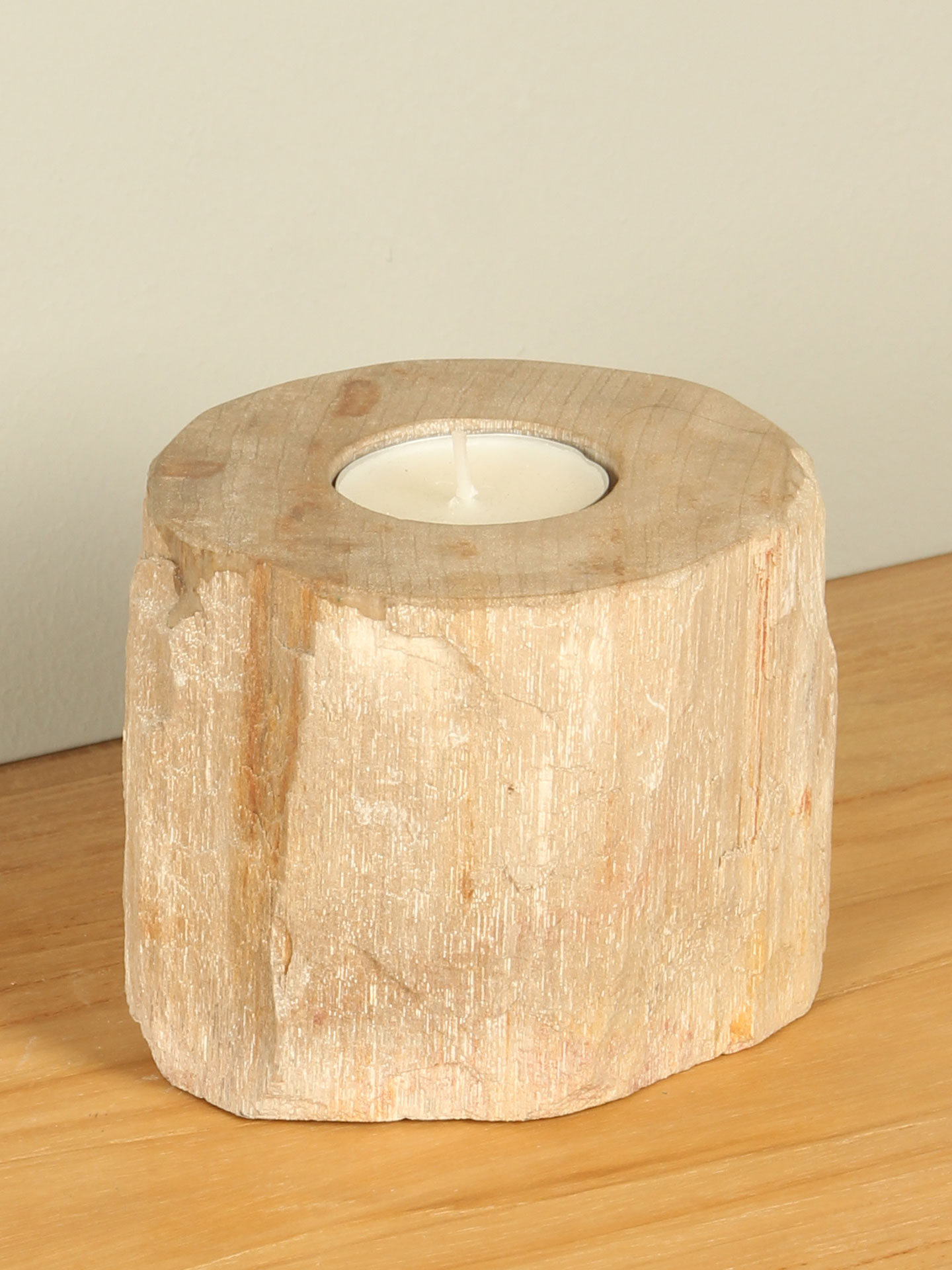 Waxinelichthouder - Lichtbruin - Versteend hout - nr. 9