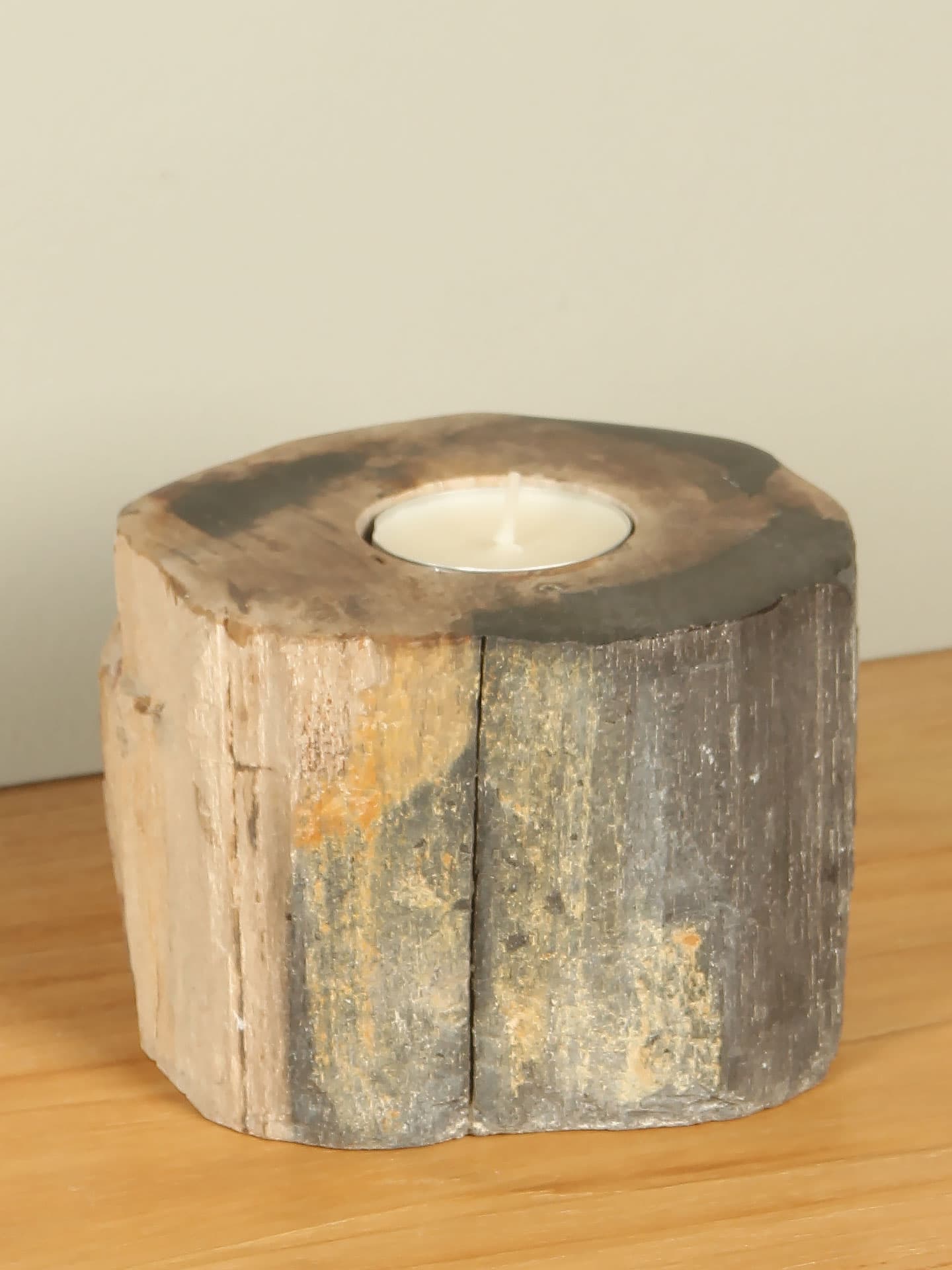 Waxinelichthouder - Zwart - Versteend hout - nr. 11 - Afbeelding 2