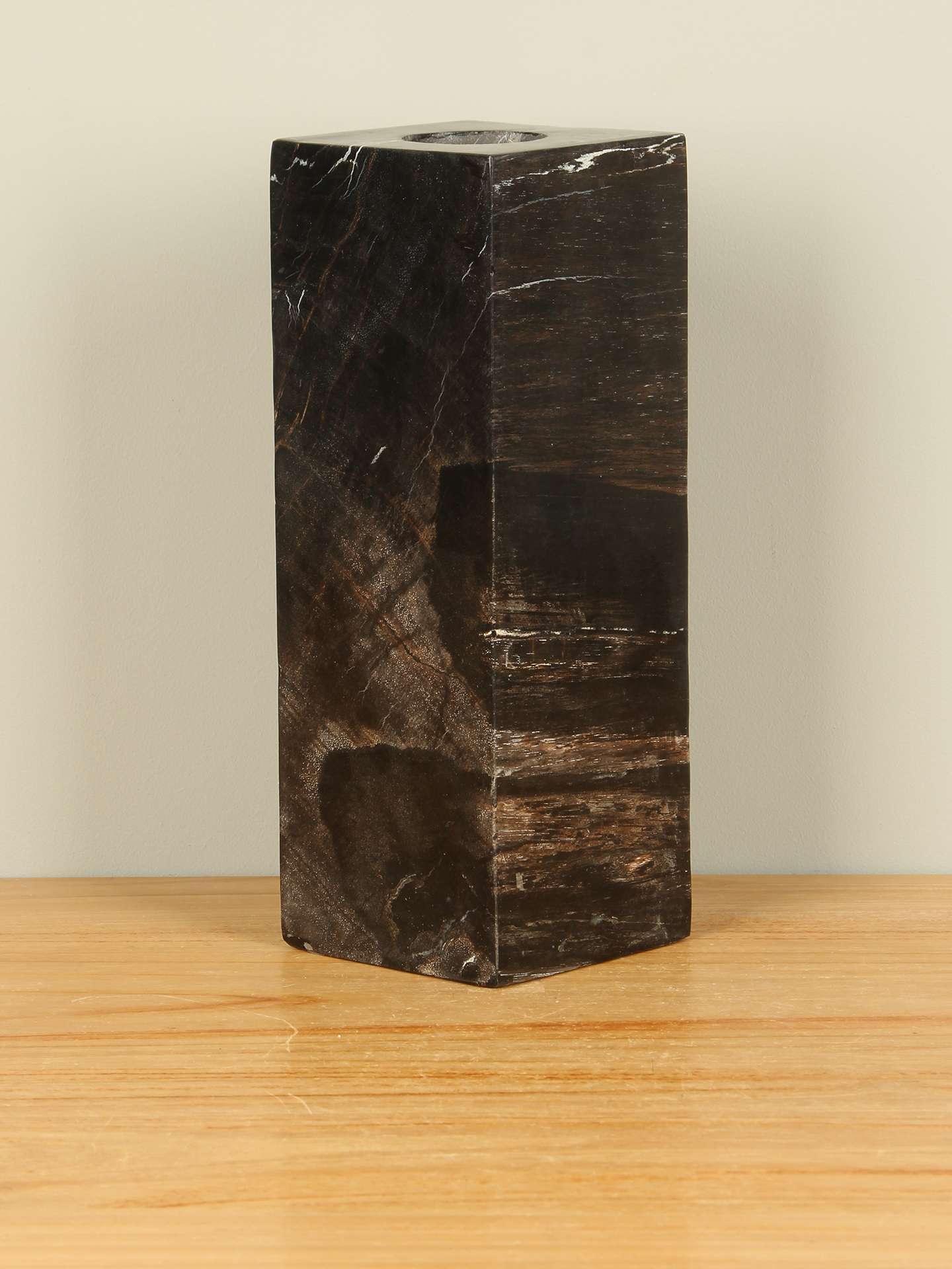 Waxinelichthouder - Zwart - Versteend hout - nr. 15 - Afbeelding 2