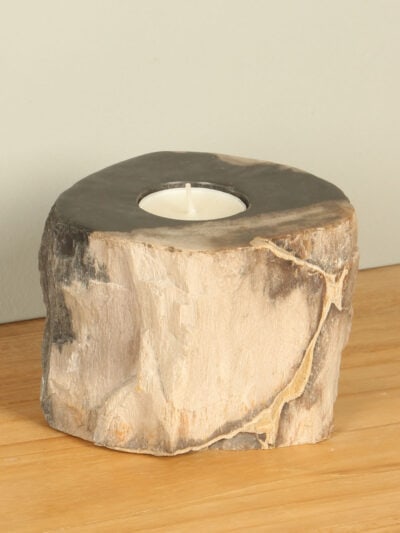 Waxinelichthouder – Zwart – Versteend hout – nr. 15