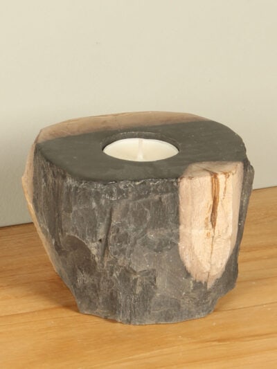 Waxinelichthouder – Zwart – Versteend hout – nr. 21