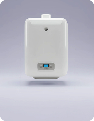 White gas boiler with digital display for efficient heating.