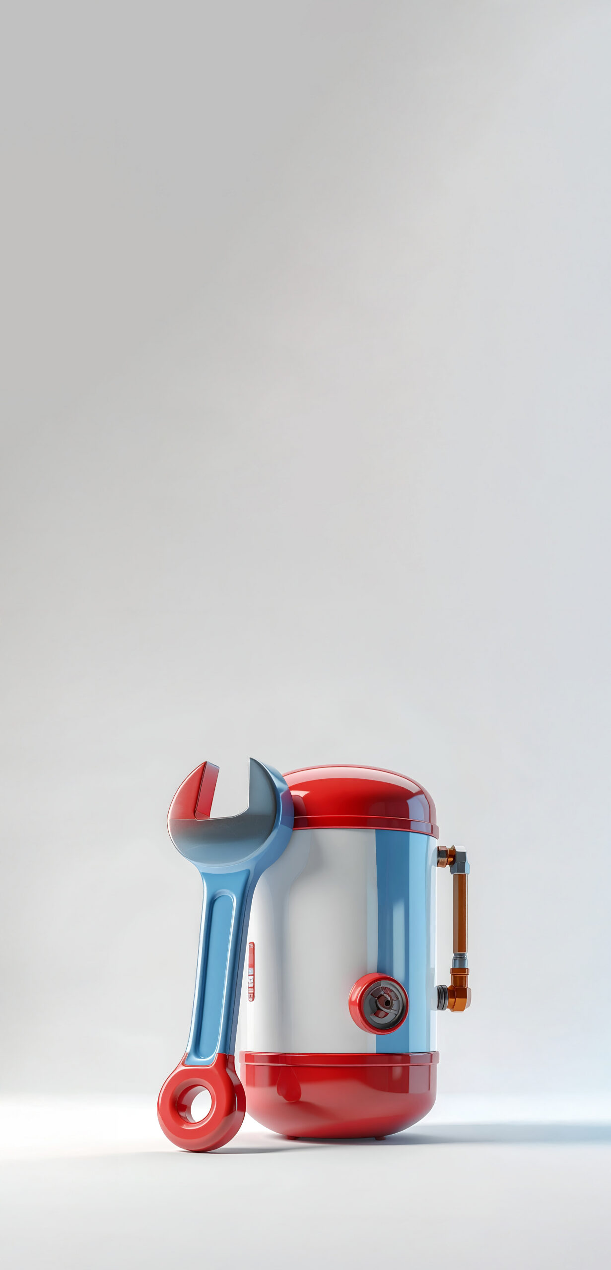 Gas service tools and equipment for heating and plumbing repairs.