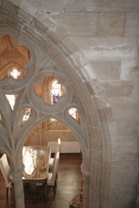 Elegant stone archway at Highland Club Scotland.