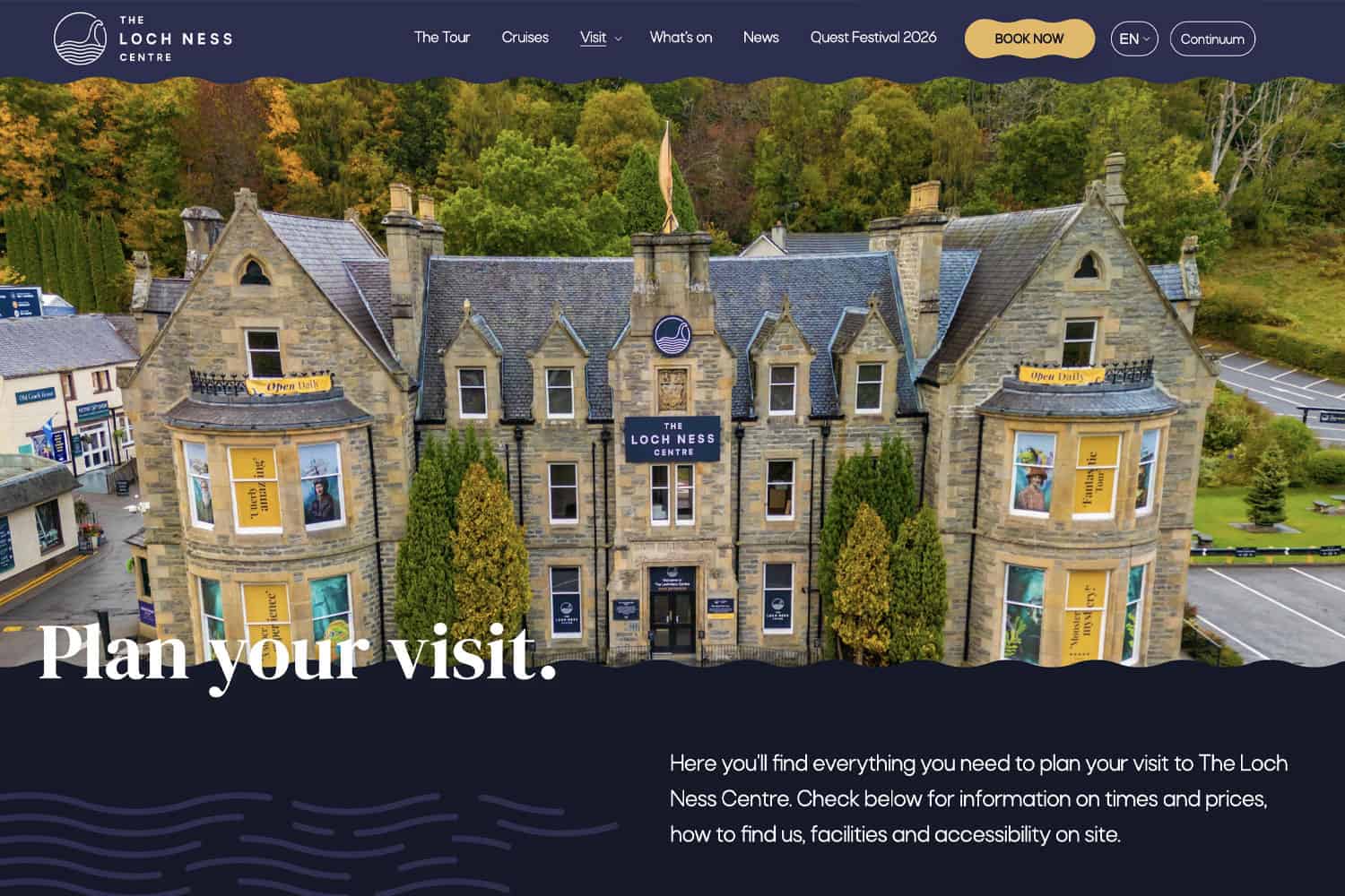 Loch Ness Highland Club historic building with scenic surroundings.