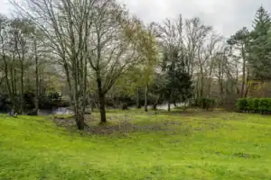 Serene green landscape with trees and a small pond at Highland Club Scotland.