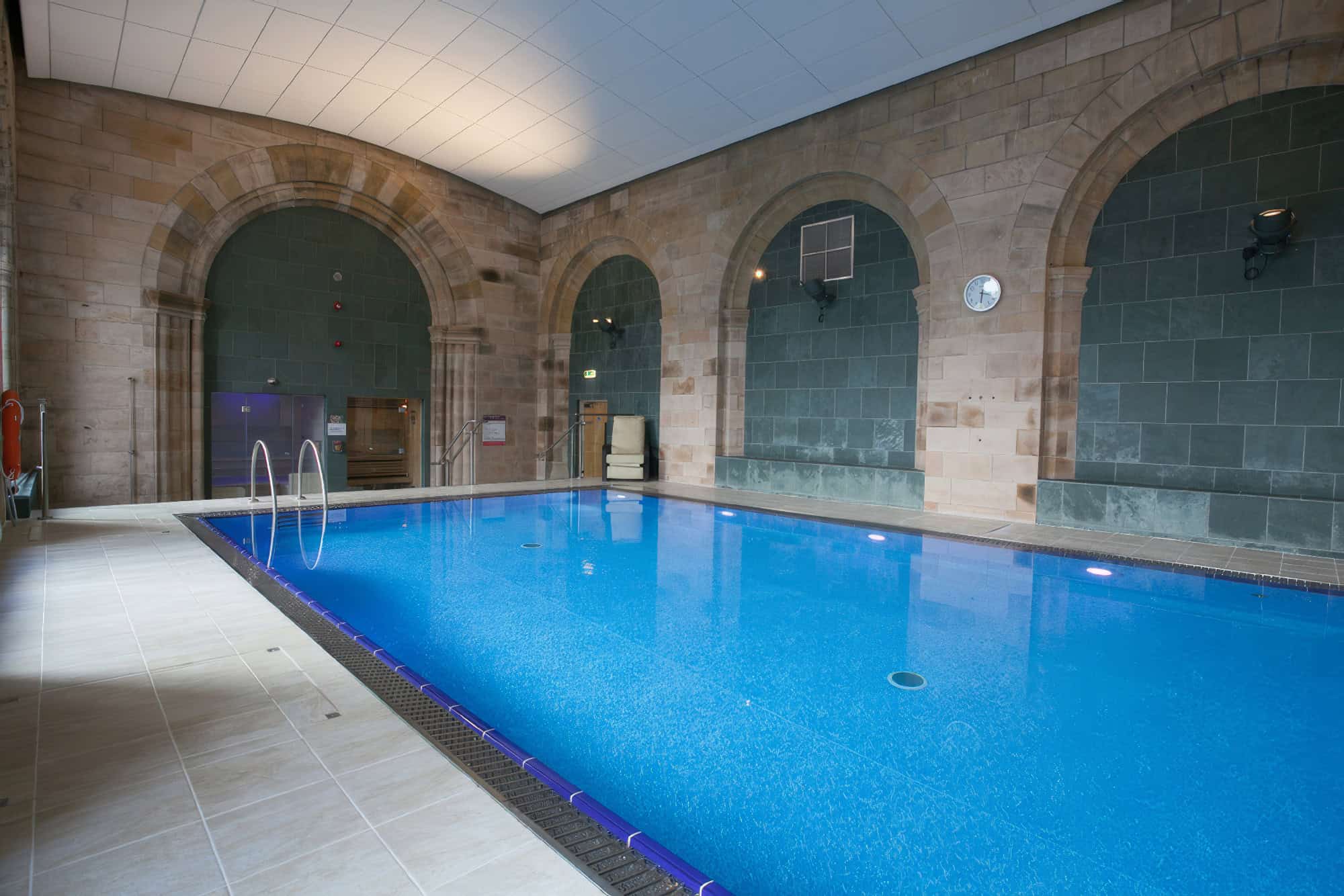 Indoor swimming pool at Highland Club Scotland resort.