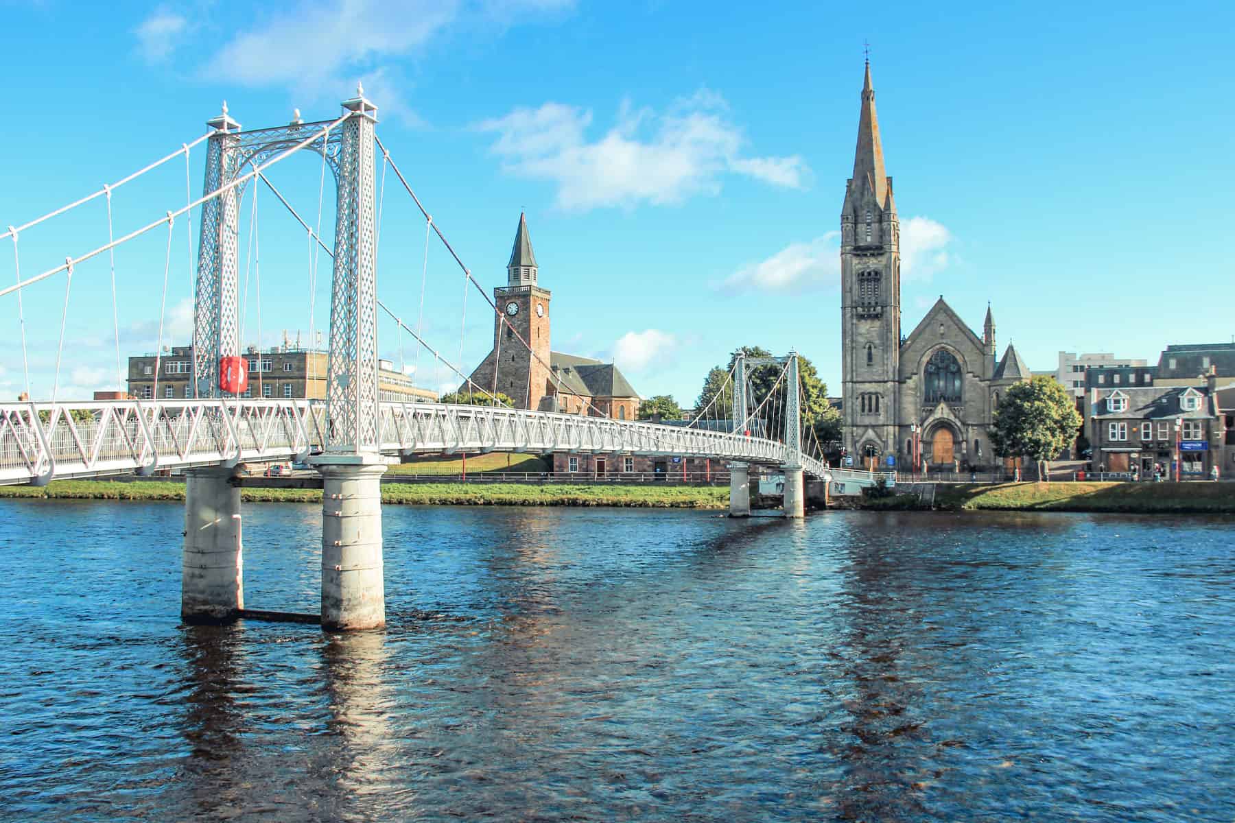 Bridge and historic church in Inverness.