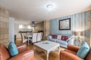 Luxury Highland Club Scotland living room with modern furnishings and Scottish decor.