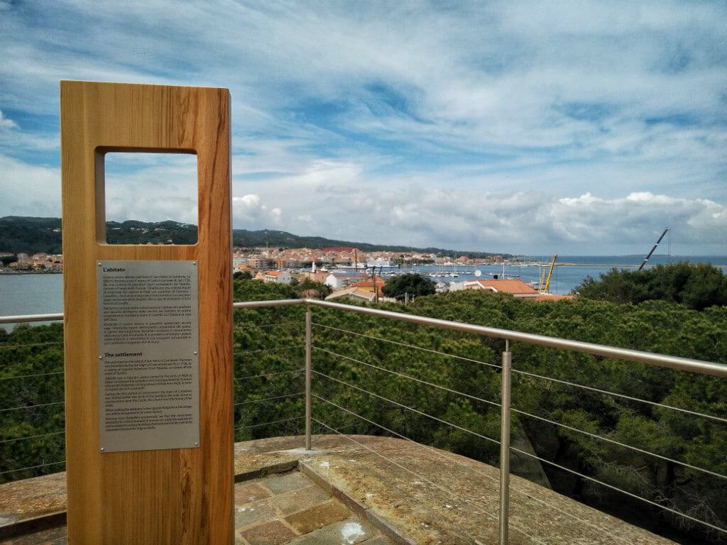 View from Torre San Vittorio overlooking Carloforte and the sea.