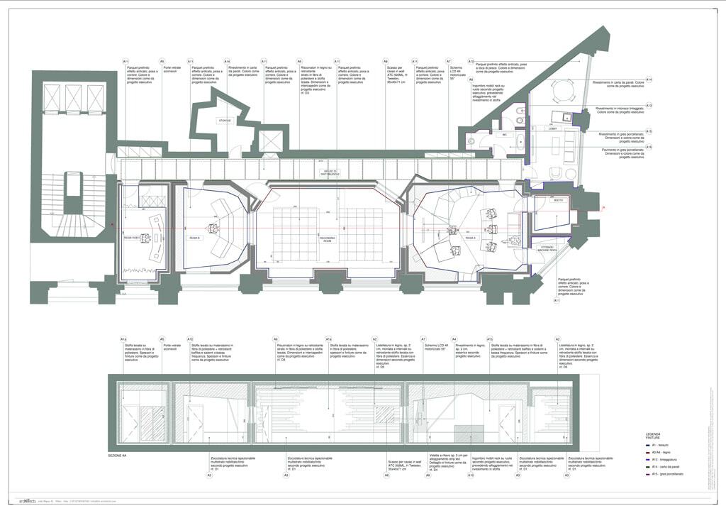 Detailed architectural blueprint of Sugar Recording Studio design and layout.