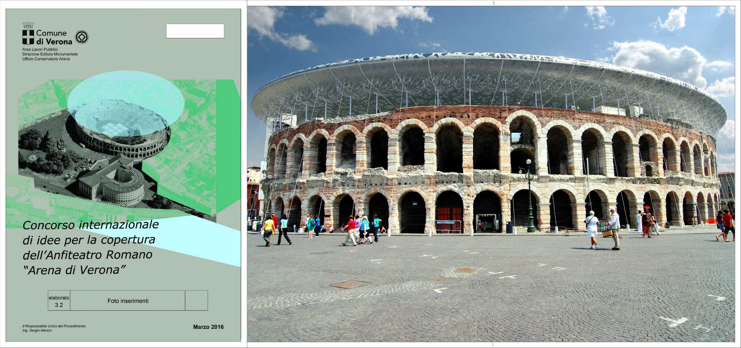 Exterior view of the Arena di Verona, a historic Roman amphitheater in Italy.