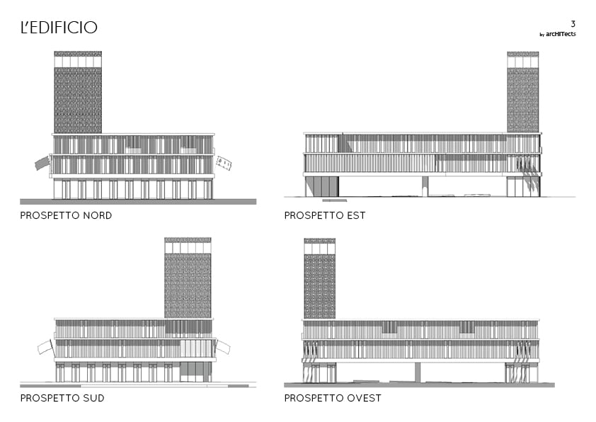Architectural elevations of port authorities building in Carloforte.
