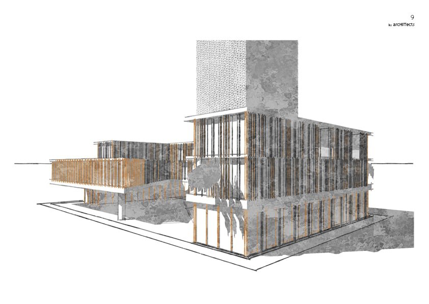 Modern architectural design of Port authorities building in Carloforte.