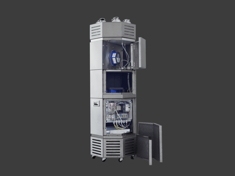Industrial Hvac System With Open Access Panel And Wiring Details.